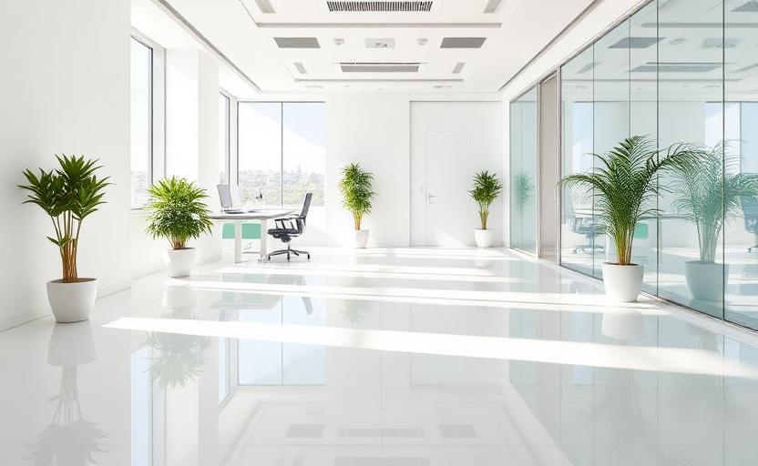Bureaux propres et lumineux après nettoyage par VALEN B